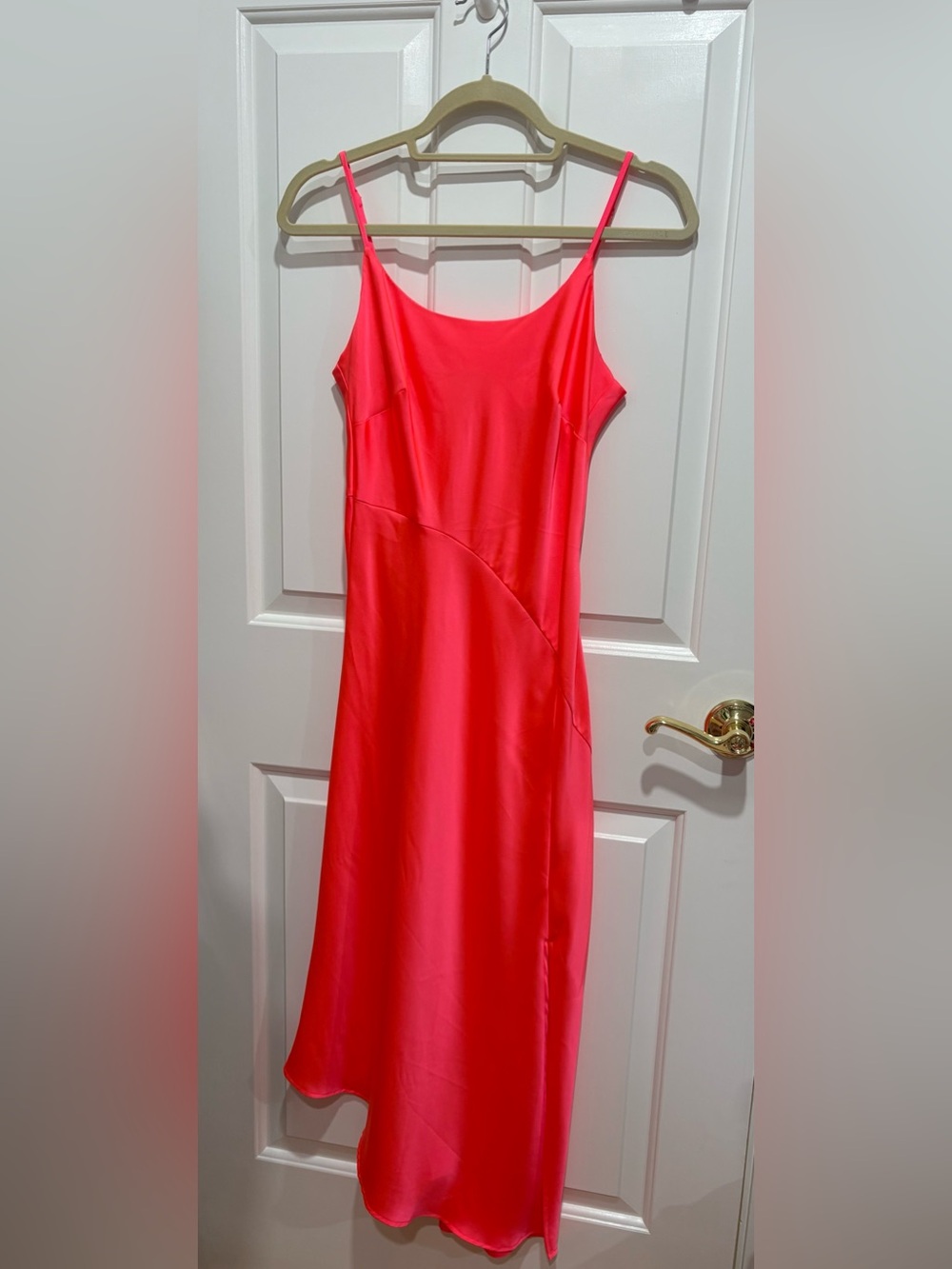 Satin Slip Dress in Vibrant Coral Pink Target Size Small